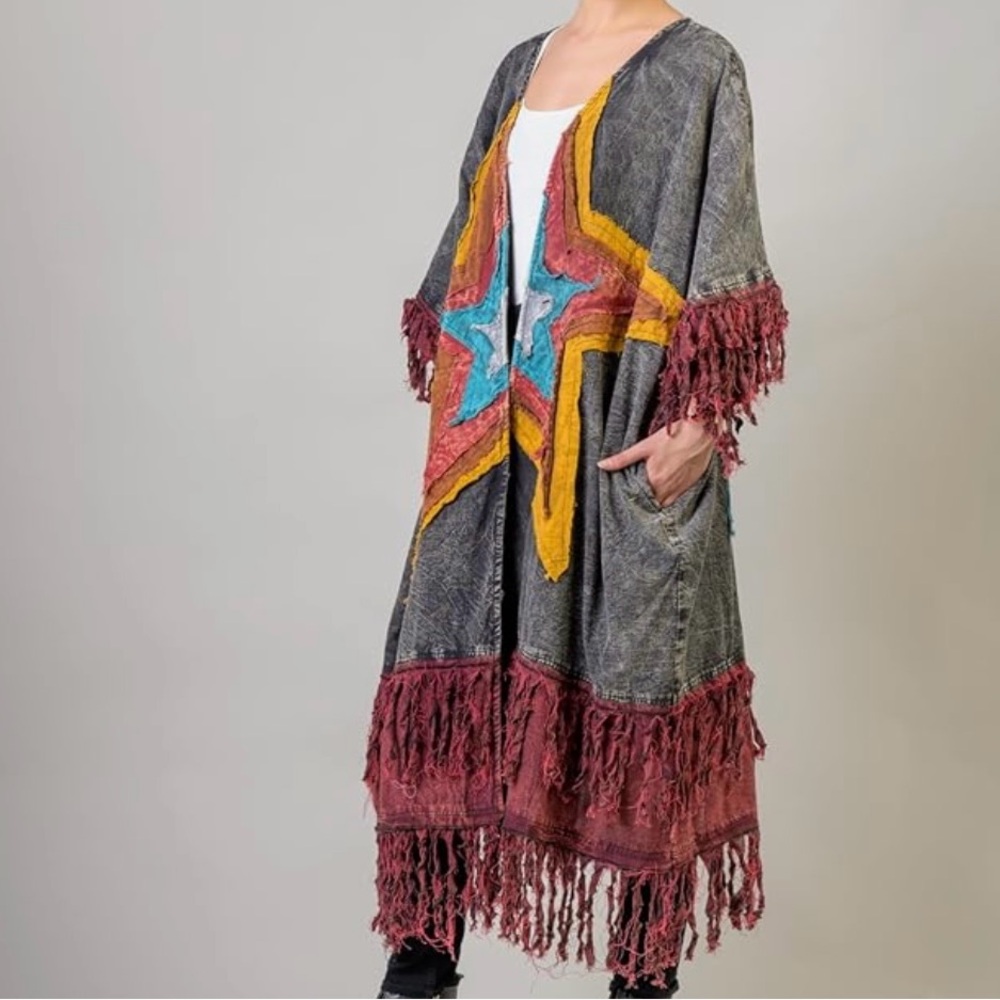 Colorful Star Patterned Kimono - Picture 4 of 12
